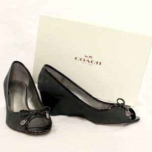 COACH Black Peep Toe Wedges